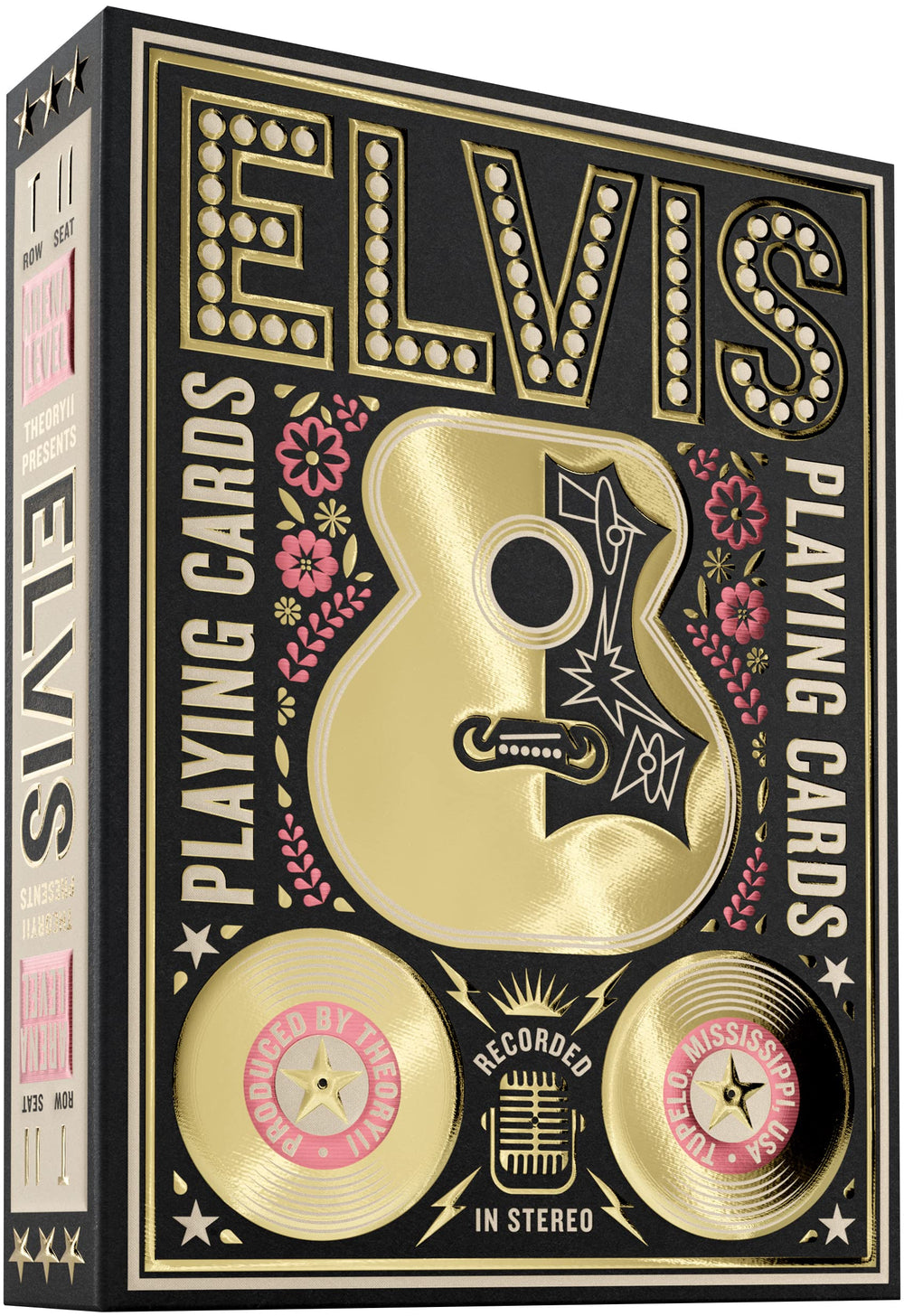 Theory11 Elvis Playing Cards box embossing highlights premium texture for display and gifting.