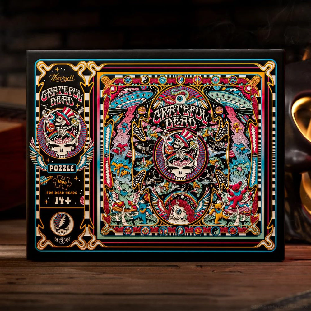 theory11 Grateful Dead Puzzle pieces closeup displays colorful bits to spark engaging assembly