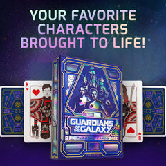 theory11 Guardians of The Galaxy embossed and gold-foil packaging adds tactile luxury to your deck setup.