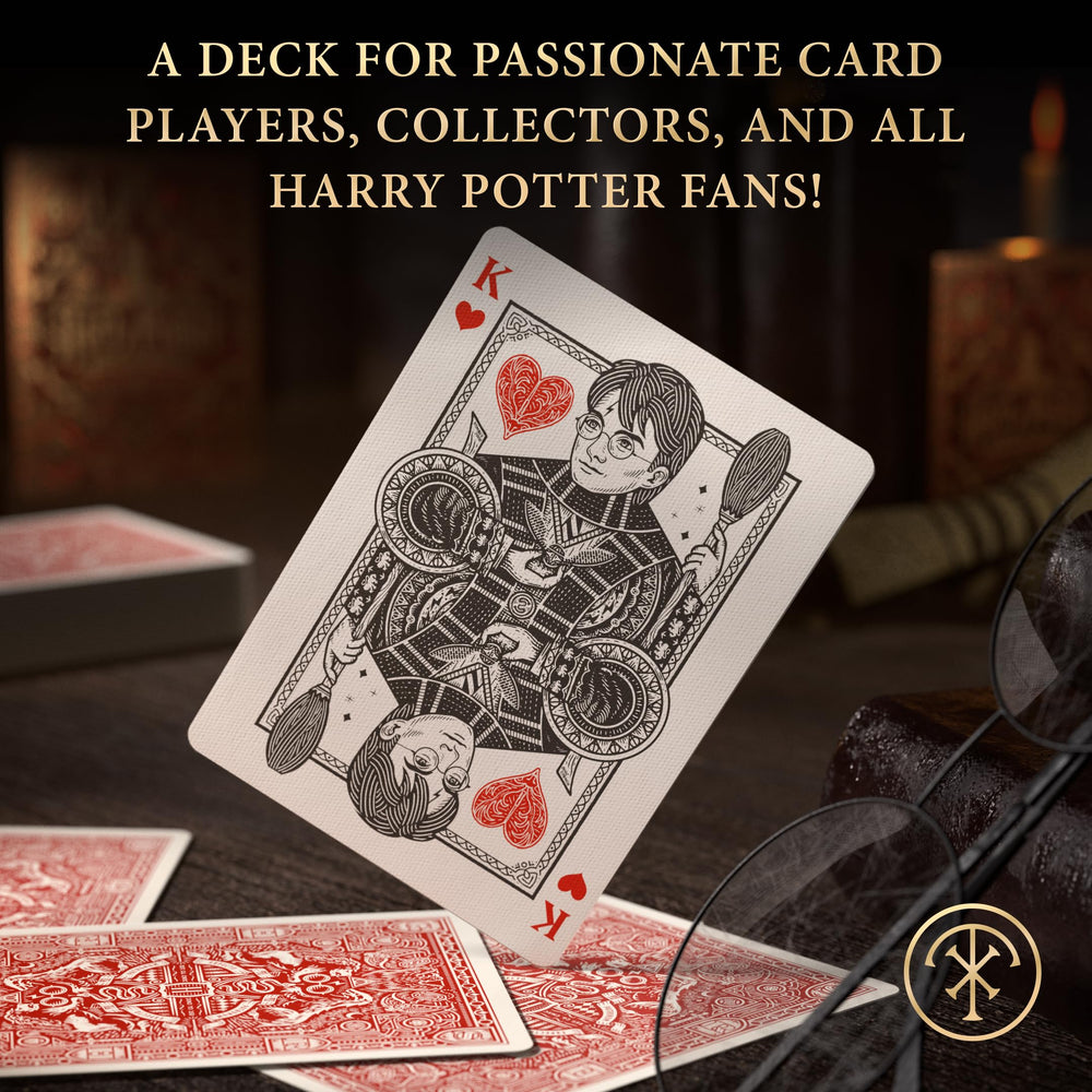Aces and jokers feature wizarding symbols for distinctive deck details