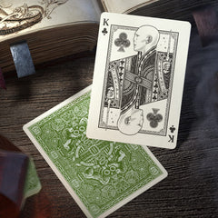 Theory11 Harry Potter playing cards green Slytherin foil embossing and color accents.