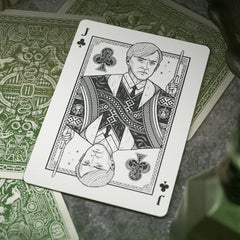 Theory11 Harry Potter playing cards green Slytherin Nimbus 2000 motif.