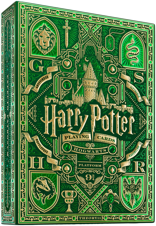 Theory11 Harry Potter playing cards green Slytherin pack front for display and play.