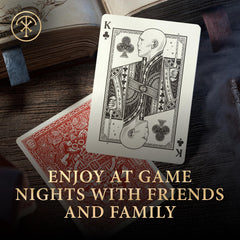 House-colored foil accents highlight Gryffindor in a collectors-ready deck