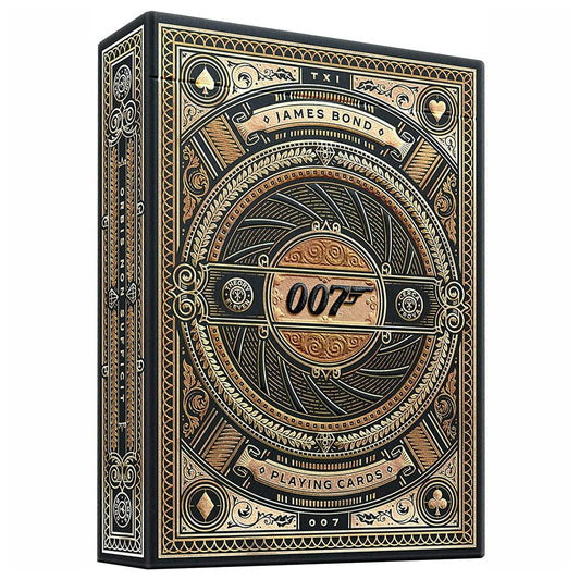 Theory11 James Bond 007 playing cards in gold-foil box, premium gift for card enthusiasts.