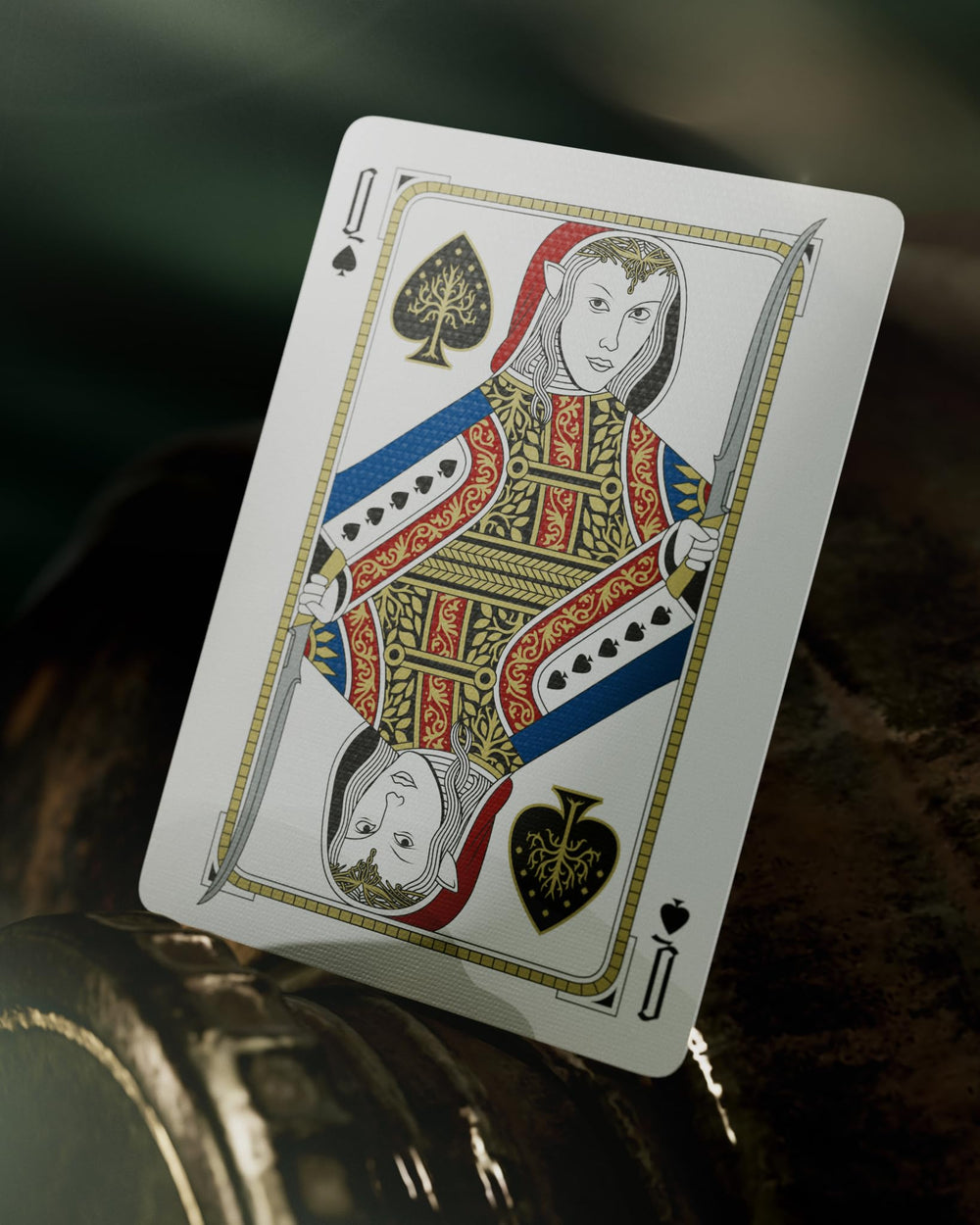 Theory11 Lord of the Rings card face Saruman reveals intricate linework and shading
