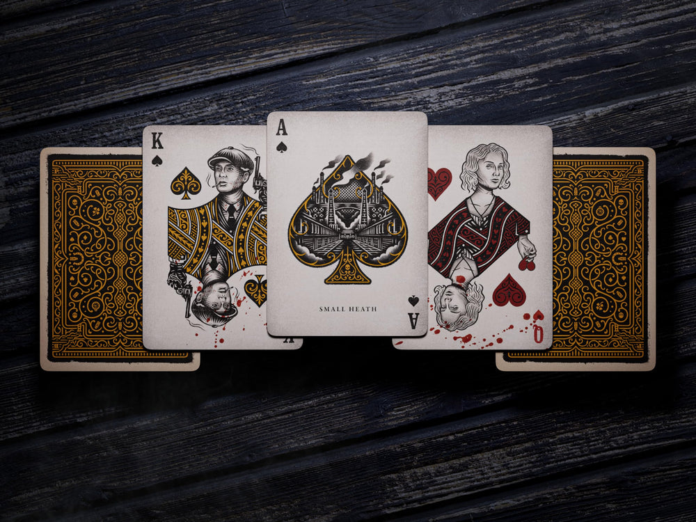 Theory11 Peaky Blinders deck packaging displays licensed design.