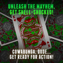 The theory11 TMNT premium playing cards Donatello artwork with clever detailing.