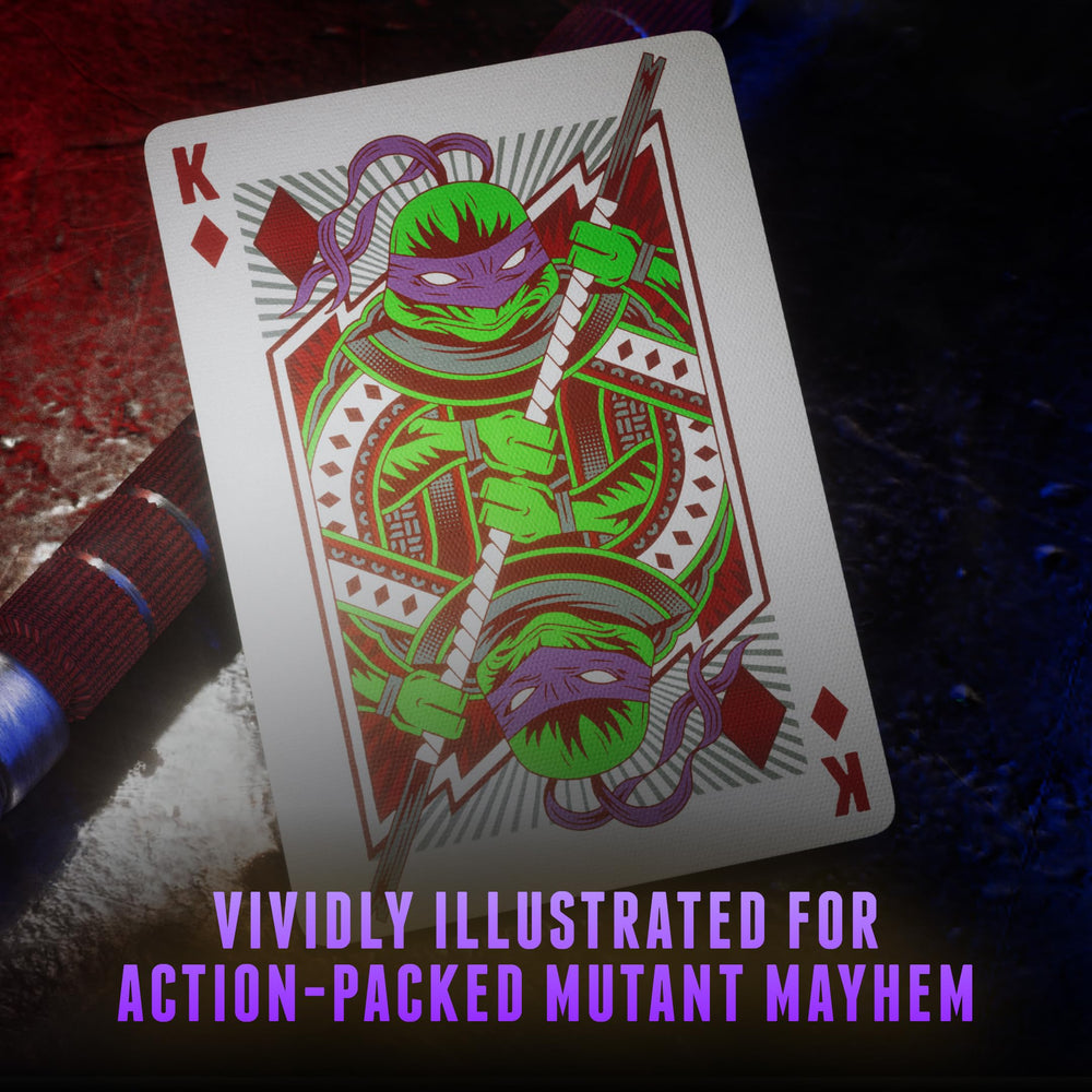 The theory11 TMNT premium playing cards foil-detail on shell-inspired accents enhances visual appeal.