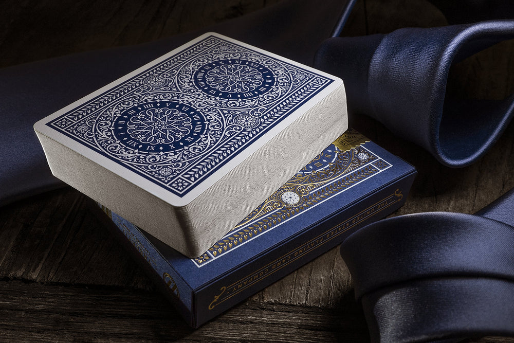 Theory11 Tycoon Blue back design, tactile texture for smooth handling during routines.