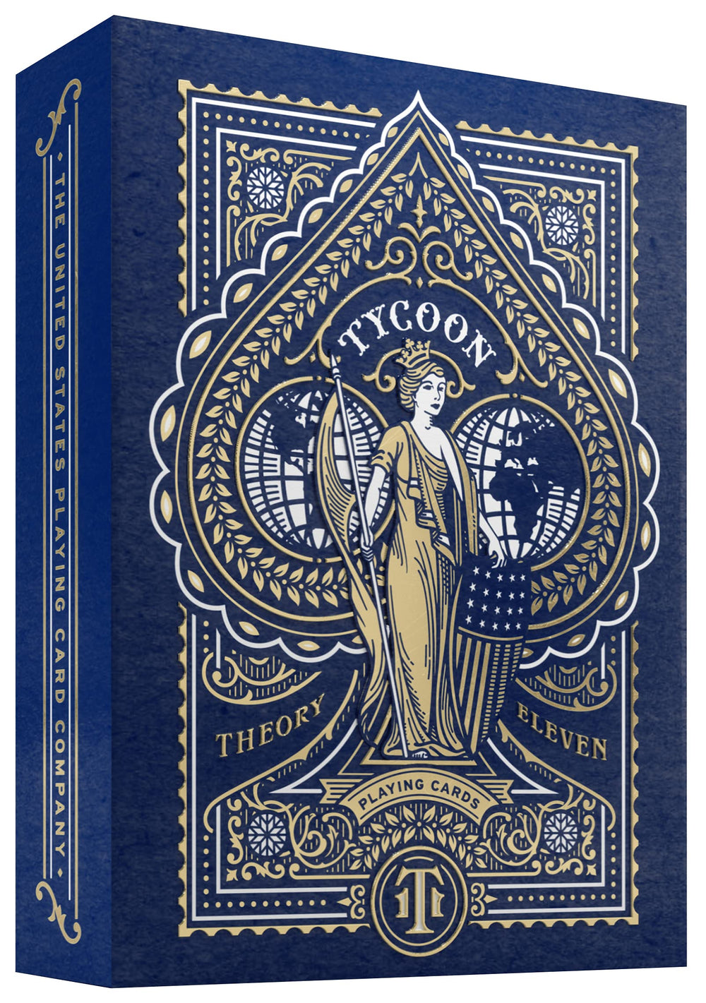 Theory11 Tycoon Blue deck in a premium front box, ideal for collectors and close-up magic.