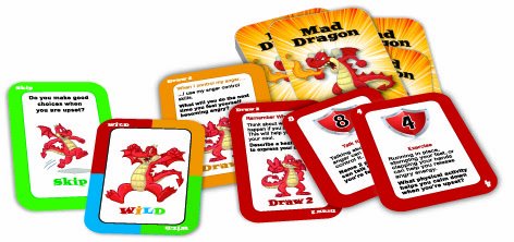 Therapy Game HQ Mad Dragon anger-cards display prompts mindful responses during gameplay.