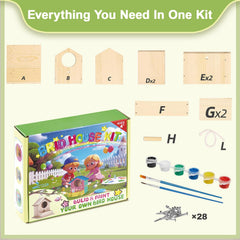 Thick&Thin Bird House Kit painting session with included paints.