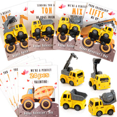 Thigreact valentines cards with trucks showing assembly process for classroom fun