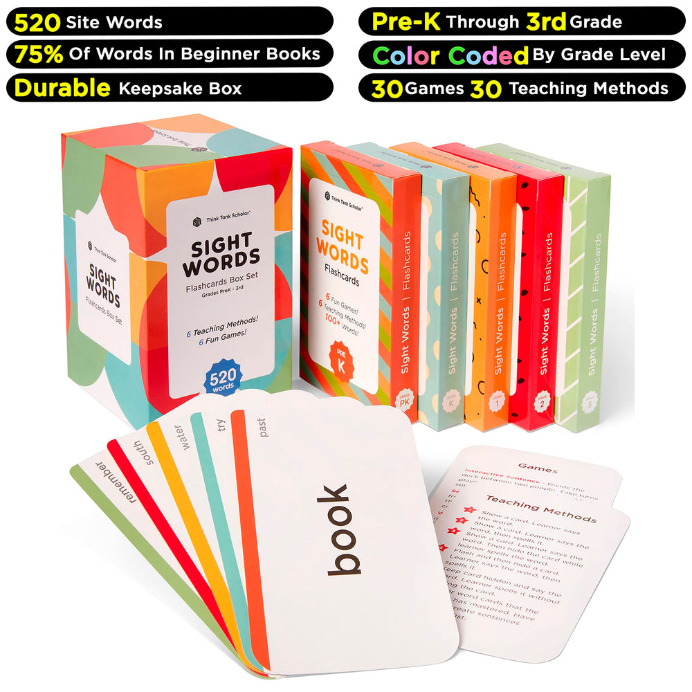 Think Tank Scholar sight words flash cards jumbo-size letters aid early readers.