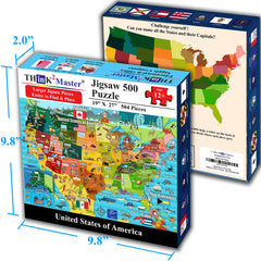 Think2Master USA map puzzle capitals and flags—support memory of key cities.