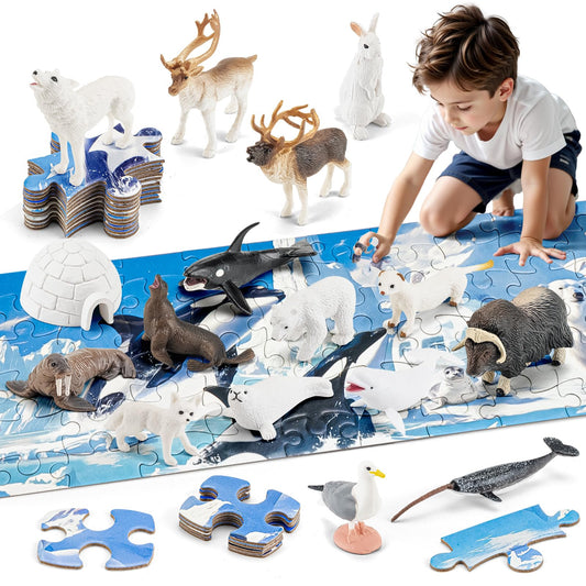ThinkBAY Arctic hare figurine for imaginative play and animal familiarity.
