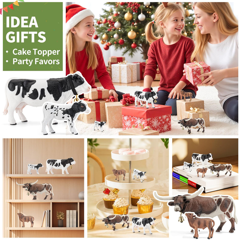 ThinkBay hand-painted cow figures with vibrant hues ideal for role-play.