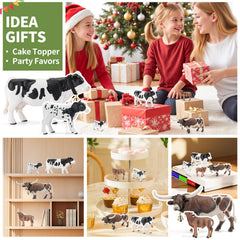 ThinkBay hand-painted cow figures with vibrant hues ideal for role-play.