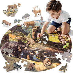 THINKBAY brown bear figurine with realistic textures for imaginative play