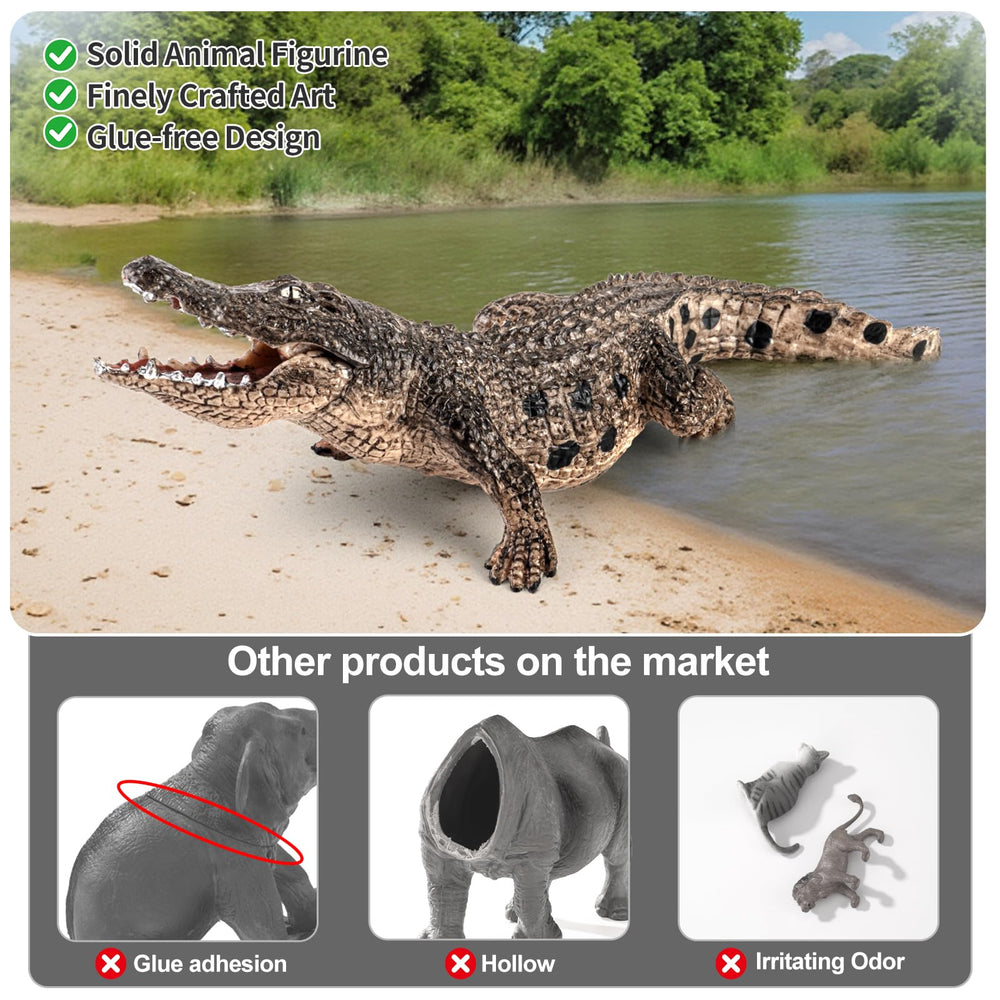 THINKBAY safari themed party favors and cake toppers using crocodile figures