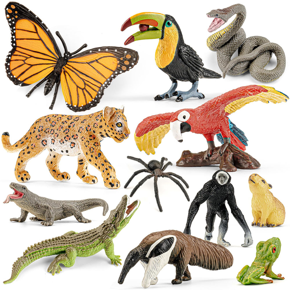 ThinkBay rainforest macaw figure for imaginative play and vivid diorama displays.