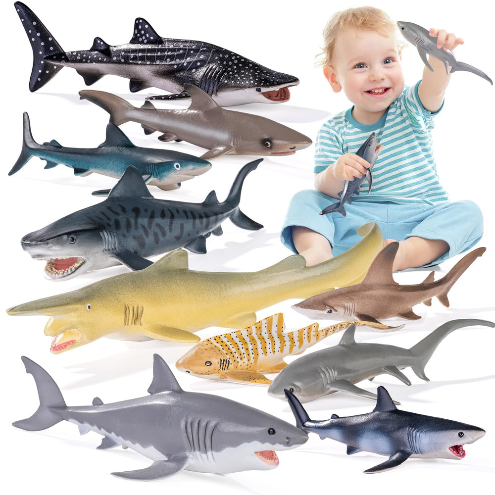 THINKBAY Great White shark figurine for imaginative play and durable bath fun.