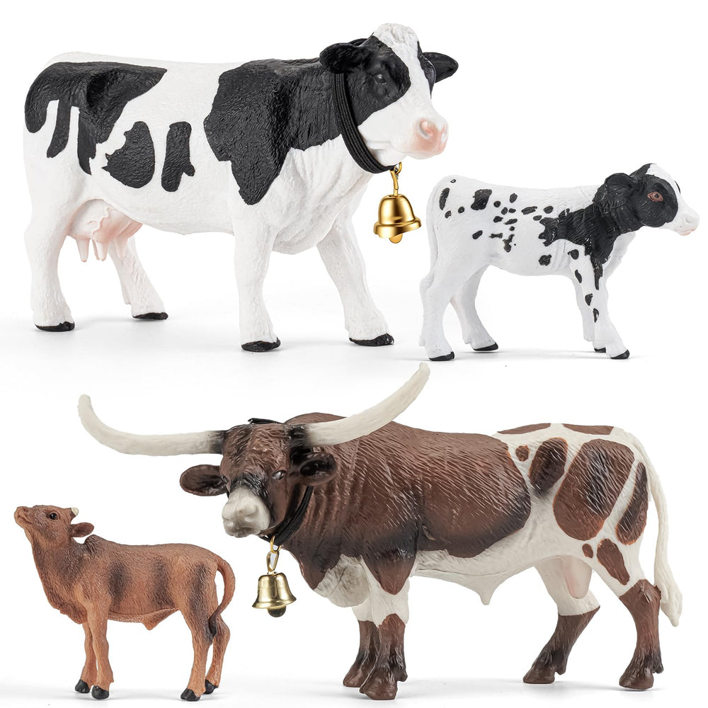 ThinkBay white Holstein cow figurine close-up with hand-painted details for imaginative play.