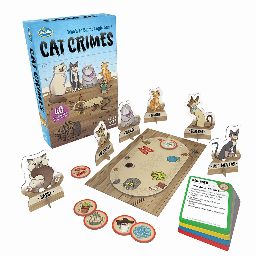 ThinkFun Cat Crimes game board promoting strategic thinking during play.