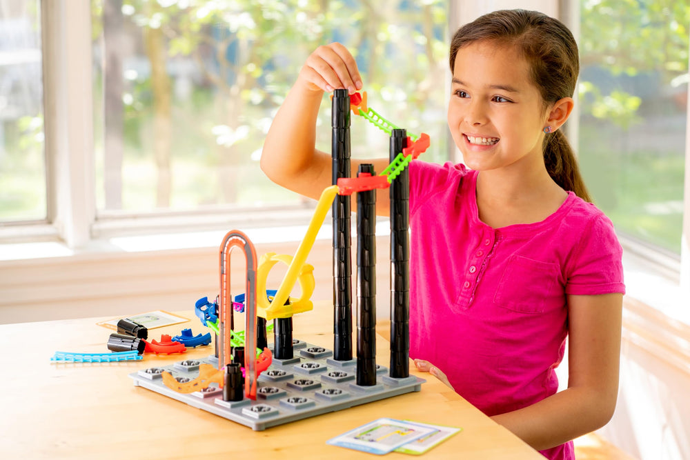 ThinkFun Roller Coaster Challenge car designed for smooth runs.