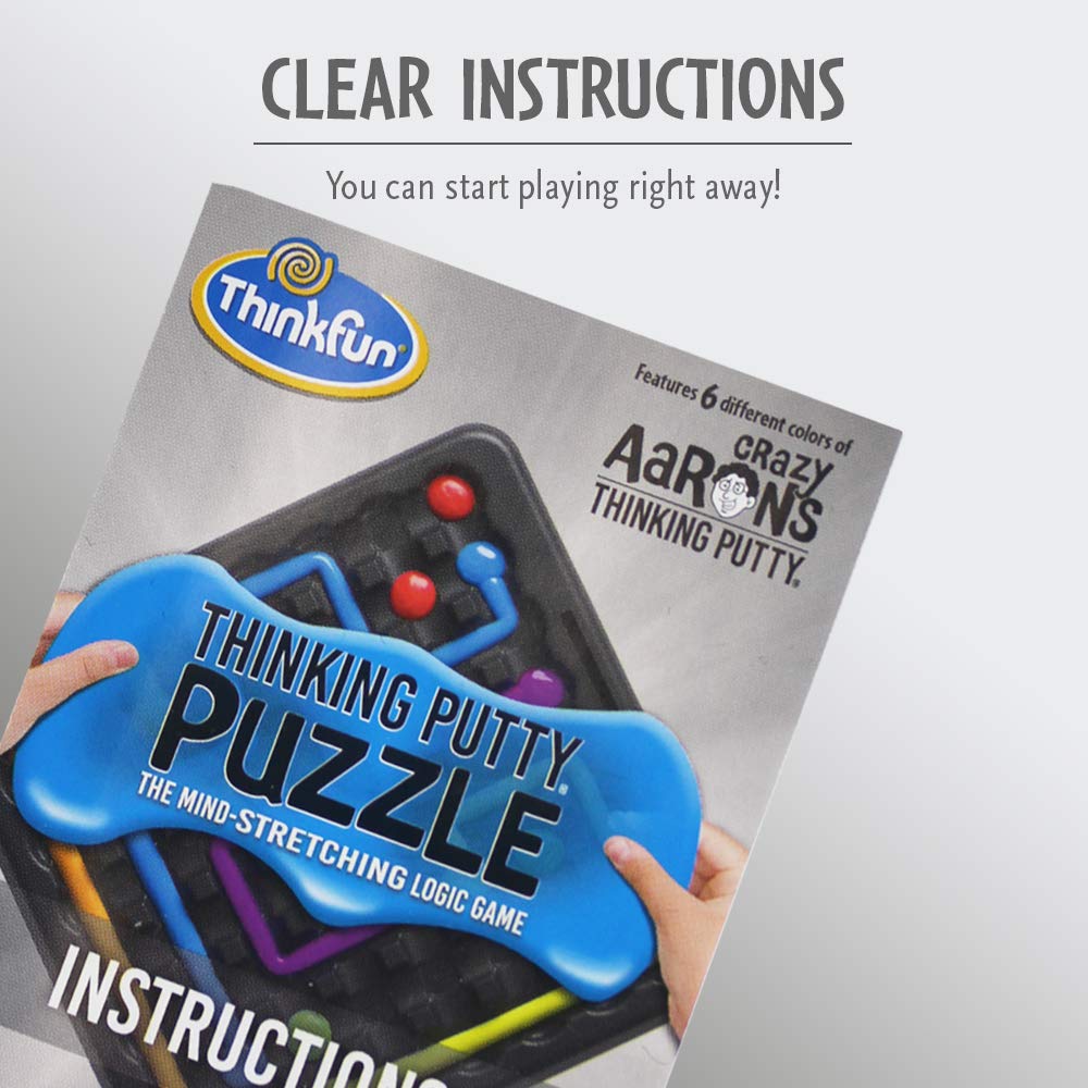 ThinkFun Thinking Putty Puzzle 60 challenge cards with solutions for progressive play.
