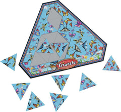 ThinkFun Triazzle Butterfly Edition triangle pieces closeup to boost memory and focus.