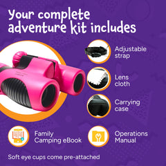 Think Peak Pink Binoculars adjustable strap enables hands-free hiking adventures.