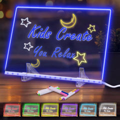THKAILAR Lumi LED drawing board front view with neon markers for vibrant doodles
