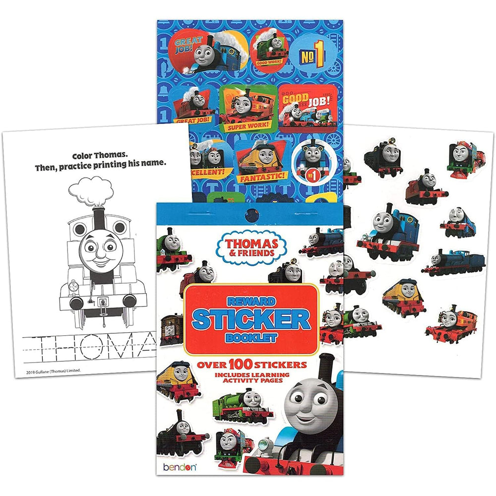 Two sticker sheets with coloring pages from Thomas & Friends for daily rewards.