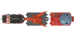 Track-compatible toy train works with existing rails for flexible setup
