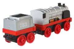 Merlin's plastic connectors enable attachment to other TrackMaster engines and sets.