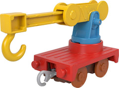 Thomas & Friends Carly crane top button press promotes motorized play.