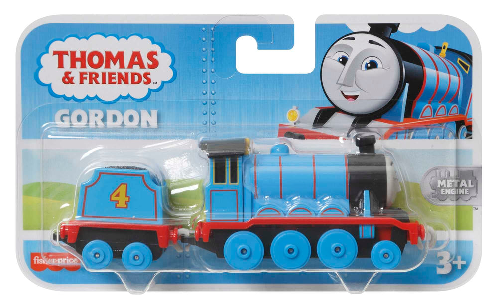 Gift-ready THOMAS AND FRIENDS Gordon engine for ages 3 and up.