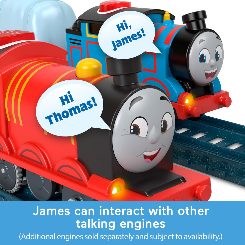Close-up of James character design with bright red coloring.