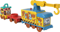Thomas & Friends Carly the Crane with muddy finish, press-to-drive action for imaginative play.