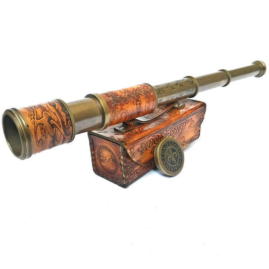 THOR INSTRUMENTS nautical brass telescope in 14-inch size, shining travel companion for nautical enthusiasts.