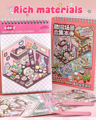 THOSEFUN 3D sticker scene book inside-pages with detailed scenes for mindful hobbies