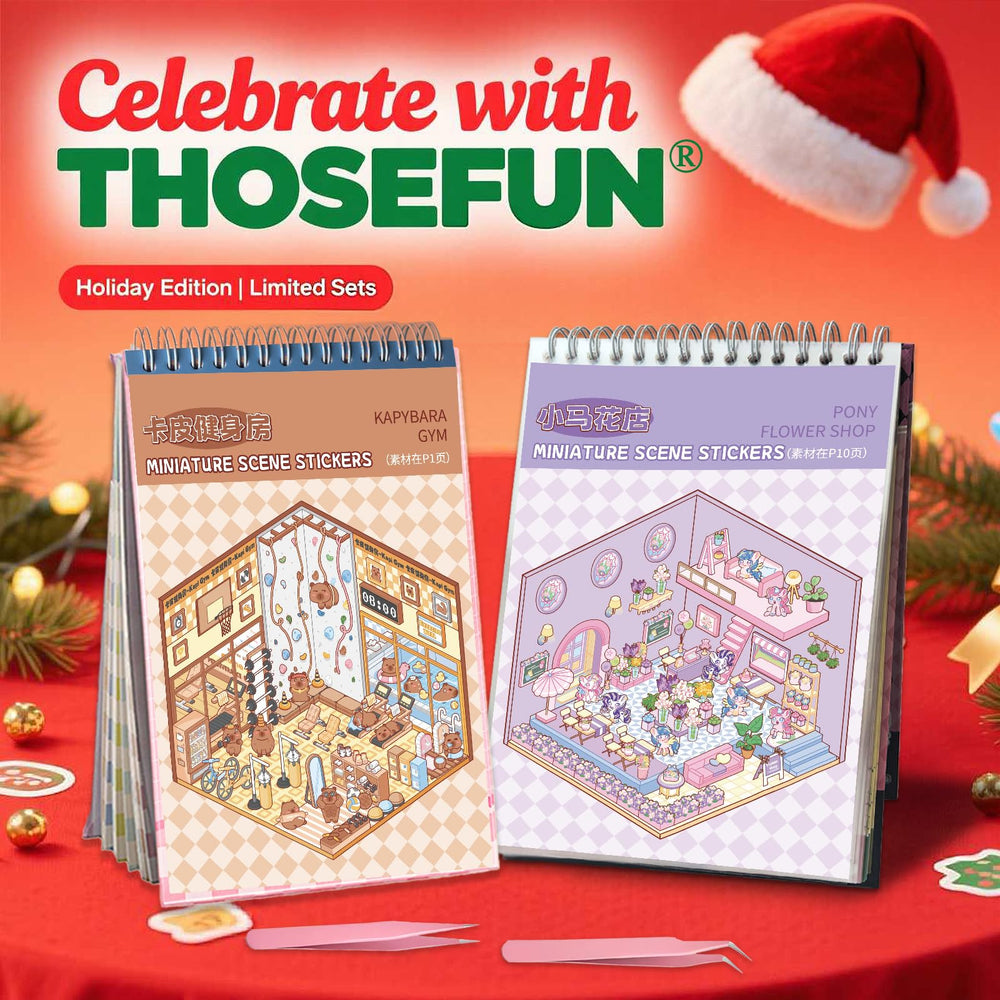 THOSEFUN cute animal scene stickers enhance organizers with charming isometric details
