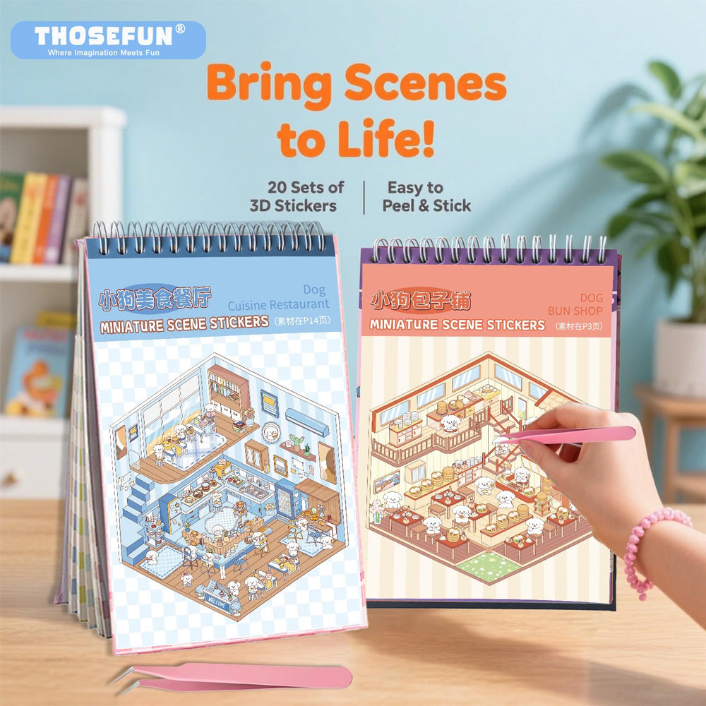 THOSEFUN 3D room scene stickers bring lifelike detail to projects and journaling