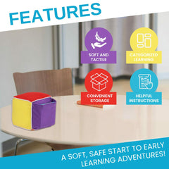 Thought-Spot soft plush cube with emotion cards for emotional awareness practice.