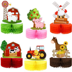 Threan pig honeycomb centerpiece bright farm party table decor