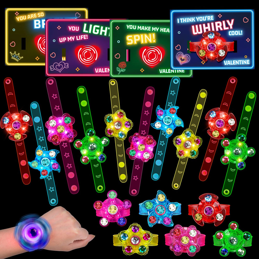 Thremhoo 24pcs light-up fidget bracelets glow for classroom fun and party vibes.