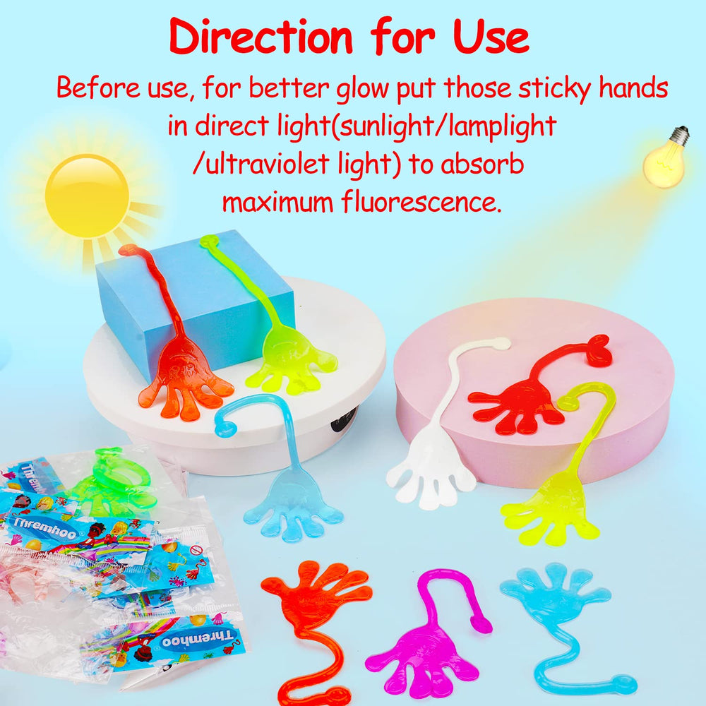 Assorted colors glow hands by Thremhoo brighten kids' events.