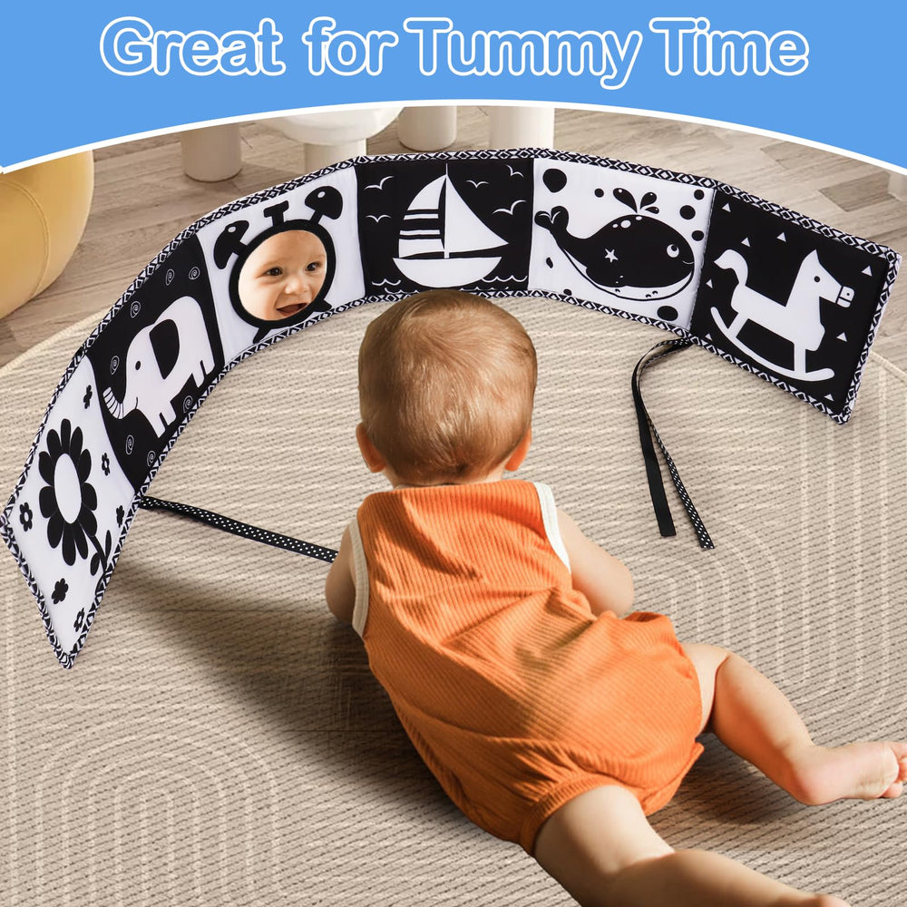 Thremhoo crinkle-paper pages offer tactile exploration and hand-eye coordination